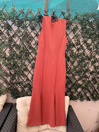 Vestido Zara Naranja Botones Dorados