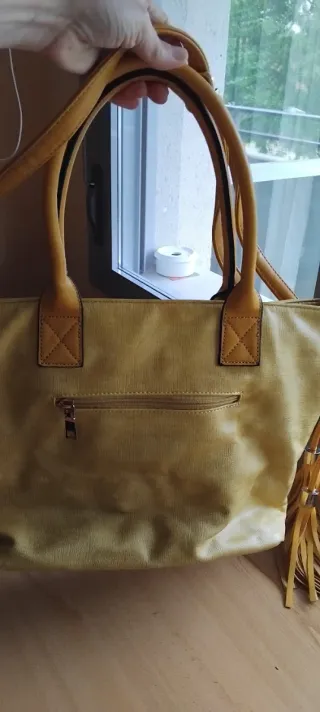 Bolso grande amarillo verano con flecos