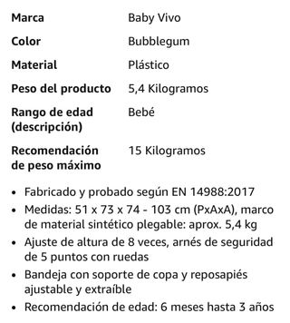 Trona de bebé Baby Vivo