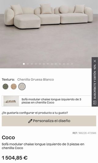 Sofá Sklum beige tela.