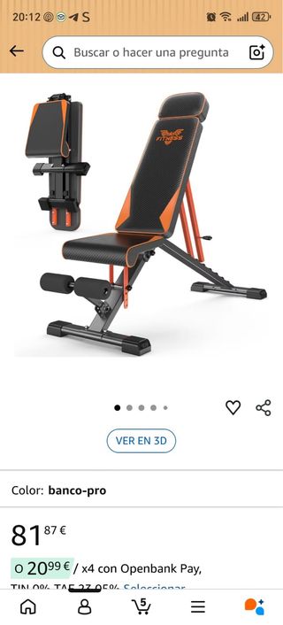 Banco de musculación plegable con 8 posiciones