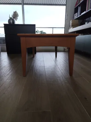 Mesa auxiliar madera y cristal