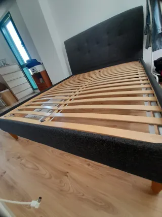 Cama 160x200 Tapizada Gris Oscuro