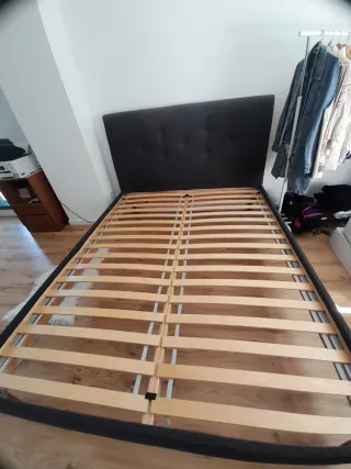 Cama 160x200 Tapizada Gris Oscuro