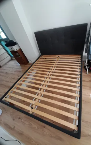 Cama 160x200 Tapizada Gris Oscuro