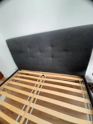 Cama 160x200 Tapizada Gris Oscuro