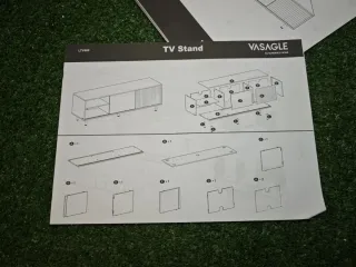 Mueble TV VASAGLE madera y cristal