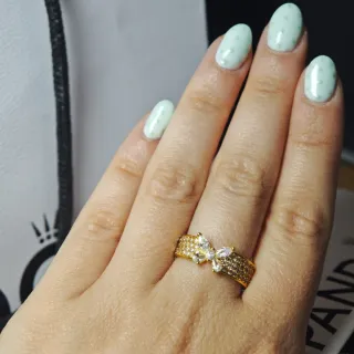 Anillo Pandora Mariposa Brillante Dorado