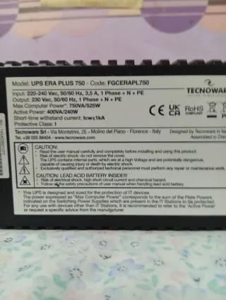 Tecnoware UPS Era Plus 750va/525 watios