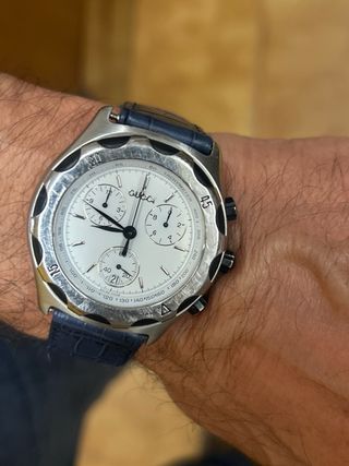 Orologio Gucci Cronografo Uomo Argento Blu