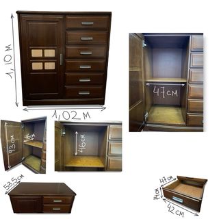 Cómoda de madera con puerta y cajones