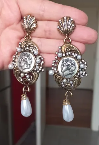 Pendientes Camafeo Vintage Perla y Oro