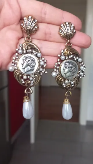 Pendientes Camafeo Vintage Perla y Oro