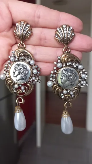 Pendientes Camafeo Vintage Perla y Oro
