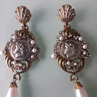Pendientes Camafeo Vintage Perla y Oro
