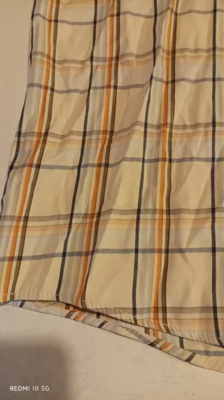 Camisa xadrez homem bege e laranja
