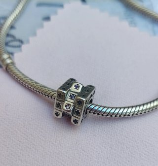 Charm Cubo Rubik Plata S925 Azul