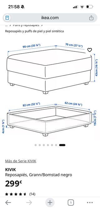 Reposapiés Chaise Longue Ikea Negro