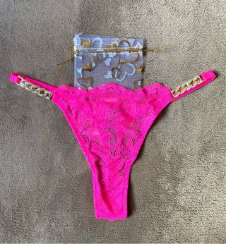 Tanga Victoria's Secret Rosa Fucsia encaje cadenas