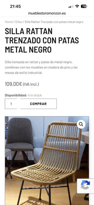 2 Sillas Rattan Comedor