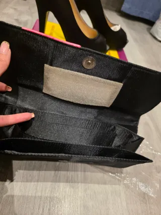 Conjunto Zapatos y Bolso Negro/Rosa Talla 35