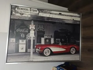 Cuadro General Store Route 66 Coche Rojo
