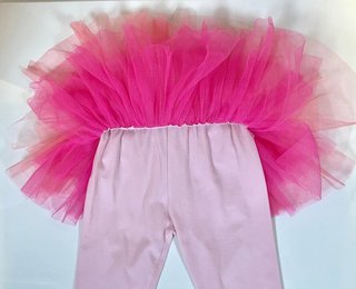 Leggings rosa con gonna in tulle 10 anni