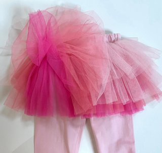 Leggings rosa con gonna in tulle 10 anni