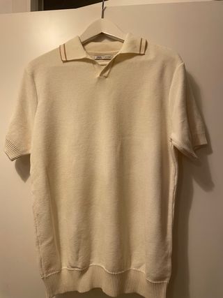 Polo Zara Beige/Blanco Talla M