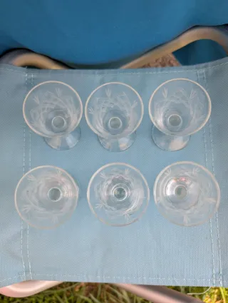 Set 6 Bicchierini Vintage Incisi Vetro