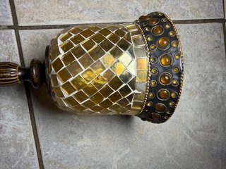 Portacandele calice vetro e metallo indiano
