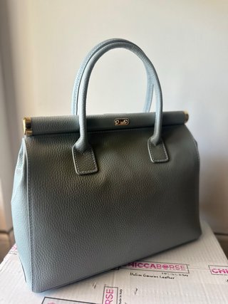 Borsa vera pelle con stampa cani