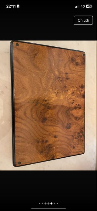 Scatola gioco vintage Acca legno e argento