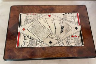 Scatola gioco vintage Acca legno e argento