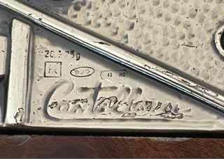 Scatola gioco vintage Acca legno e argento