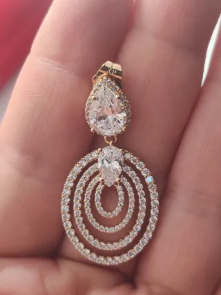 Pendientes Oro 18k Chapado Circonitas