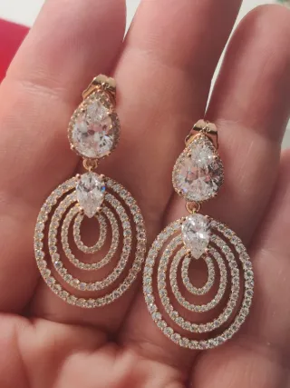 Pendientes Oro 18k Chapado Circonitas