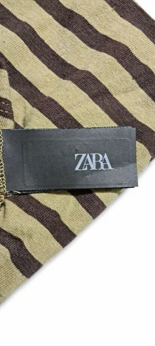 Camiseta Zara rayas beige y marrón S