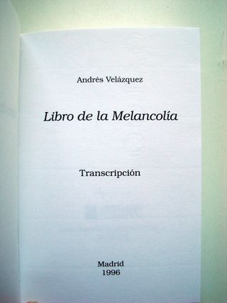 Libro de la Melancholia