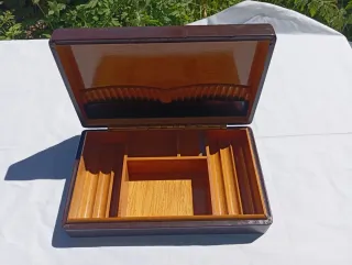 Caja joyero cigarrera vintage madera años retro