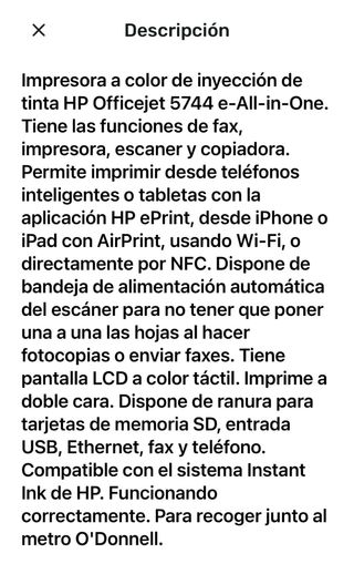 Impresora HP Officejet 5744 Multifunción