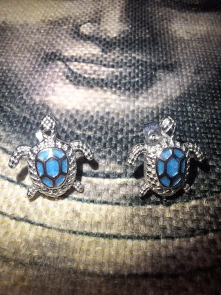 Pendientes Tortuga Azul y Plata