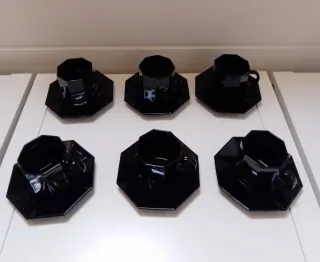 Set 6 Tazzine Caffè Arcoroc Nero Vintage Anni '70