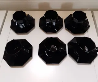 Set 6 Tazzine Caffè Arcoroc Nero Vintage Anni '70