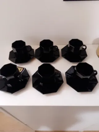 Set 6 Tazzine Caffè Arcoroc Nero Vintage Anni '70
