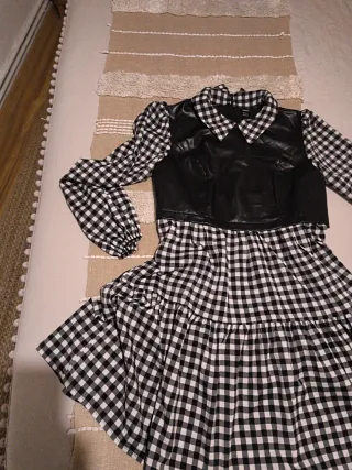 Vestido cuadros blanco y negro Talla M
