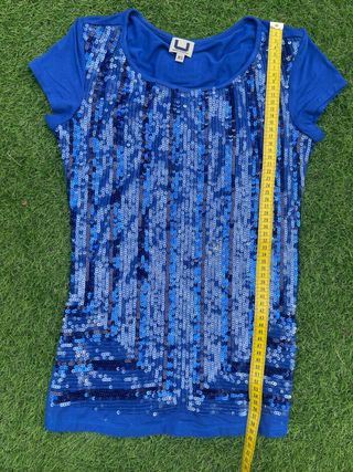 Camiseta Adolfo Domínguez lentejuelas azul Talla X