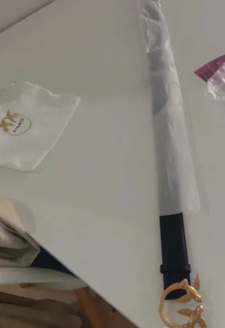 Cinturón Pinko Negro Hebilla Pájaros Dorado