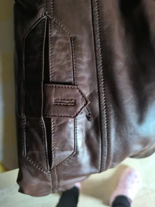 Chaquetón de piel marrón