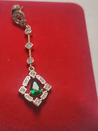 Pendientes Oro 18k Chapado con Esmeralda